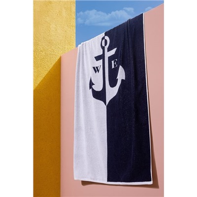 Anchor %100 Pamuk Plaj Havlusu - Lacivert - 75x160 cm