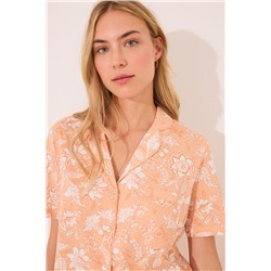 Pijama camisero Capri naranja algodón