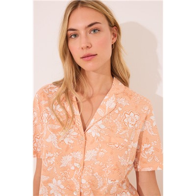 Pijama camisero Capri naranja algodón