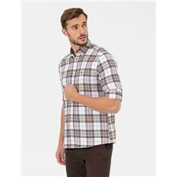 Kahverengi Slim Fit Uzun Kollu Gömlek