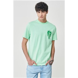 Lee, Regular Fit Normal Kesim %100 Pamuk Bisiklet Yaka Açık Yeşil Tişört