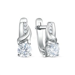 Серьги из серебра с фианитами родированные 925 пробы С-4104-Р