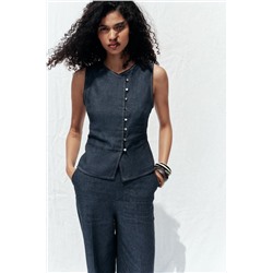 DOUBLE-BREASTED LINEN WAISTCOAT