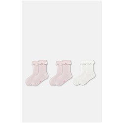 Dagi Ekru-Pembe Kız Çocuk 3'Lü Dantelli Çorap 23WG69040UK_623