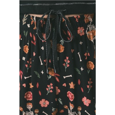Pijama largo 100% algodón "Día de muertos" negro
