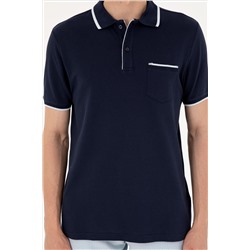 Erkek Regular Fit Polo Yaka Lacivert Tişört