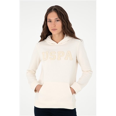 Kadın Krem Basic Kapüşonlu Sweatshirt