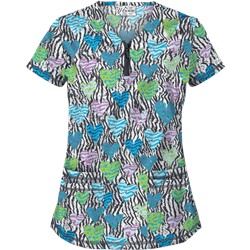 UA Wild At Heart Pewter Print Scrub Top