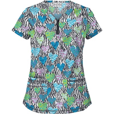 UA Wild At Heart Pewter Print Scrub Top