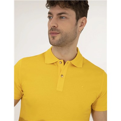 Sarı Slim Fit Polo Yaka Merserize Tişört