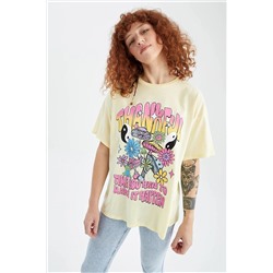 Defacto Coool Oversize Fit Bisiklet Yaka Mistik Baskılı Kısa Kollu %100 Pamuk Tişört Y8707AZ22HS