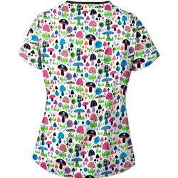 UA Mushroom Pickens White Mock Wrap Scrub Top