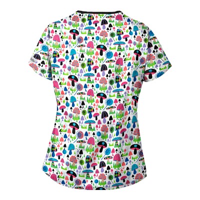 UA Mushroom Pickens White Mock Wrap Scrub Top