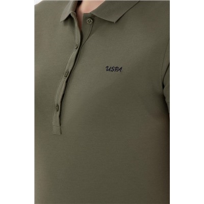 Kadın Koyu Haki Basic Polo Yaka Tişört