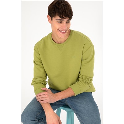 Erkek Fıstık Yeşili Basic Sweatshirt