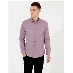 Bordo Slim Fit Oxford Gömlek