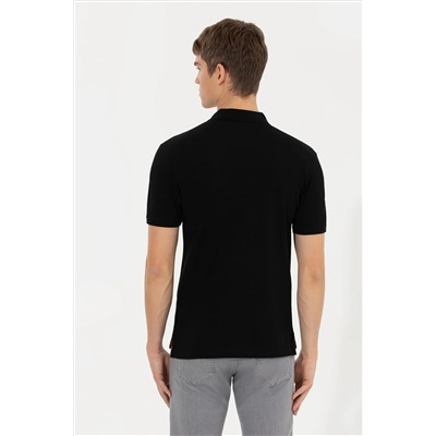 Erkek Siyah Basic Polo Yaka Tişört