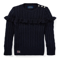 GIRLS 2-6X Ruffled Cotton Sweater