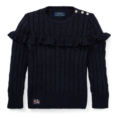 GIRLS 2-6X Ruffled Cotton Sweater