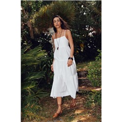 POPLIN PANEL MIDI DRESS