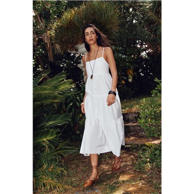 POPLIN PANEL MIDI DRESS