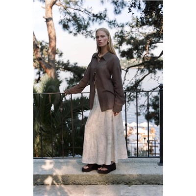 Льняная рубашка Calynn с глубоким вырезом в полоску