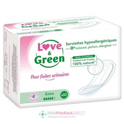 Love&Green Fuites Urinaires - Serviettes Hypoallergéniques - Extra x10