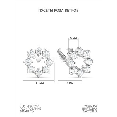 Серьги-пусеты из серебра с фианитами родированные 925 пробы 21389р200