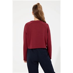 Kadın Vİşne Bisiklet Yaka Sweatshirt