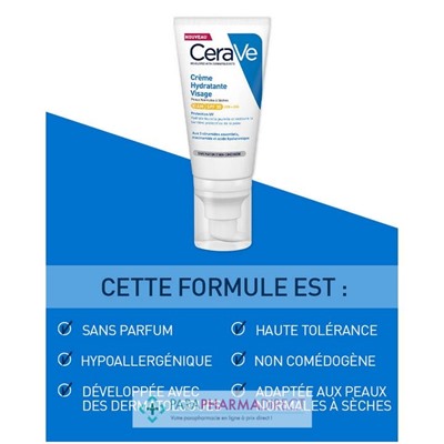 Cerave Crème Hydratante Visage SPF30 - Peaux Normales à Sèches 52ml