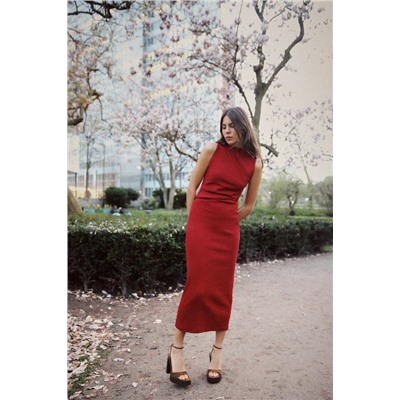 DRAPED RIBBED DRESS