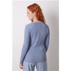 Camiseta manga larga canalé azul