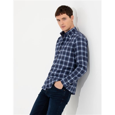 Lacivert Slim Fit Uzun Kollu Gömlek
