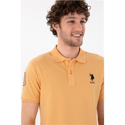 Erkek Slim Fit Polo Yaka Turuncu Basic Tişört