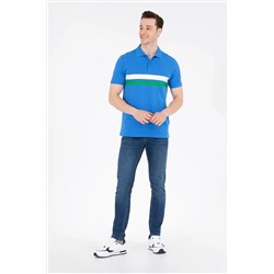 Erkek Saks Polo Yaka Tişört