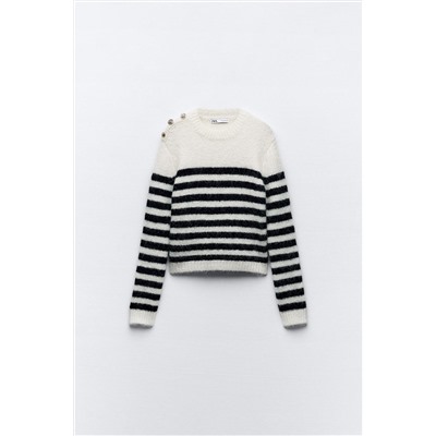 STRIPED KNIT SWEATER WITH BUTTONS