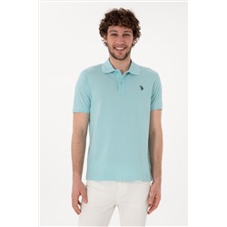 Erkek Slim Fit Polo Yaka Açık Mavi Basic Tişört