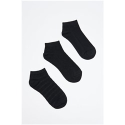 Pack 3 calcetines cortos algodón negro