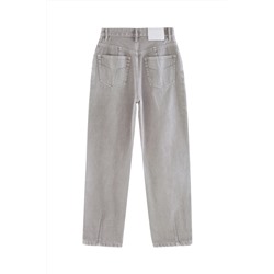 Vaquero mom fit de tiro alto Gris