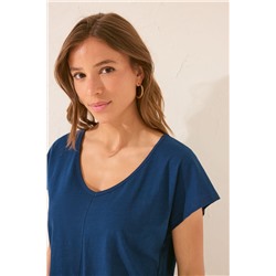 Camiseta manga corta brillo azul