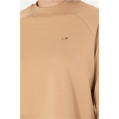 Kadın Kum Bisiklet Yaka Sweatshirt
