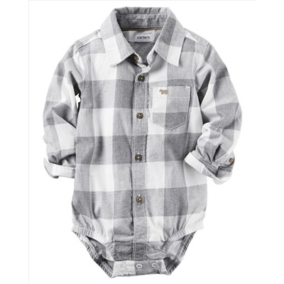 Buffalo Check Button-Front Bodysuit