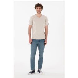 Erkek Regular Fit  V Yaka Taş Basic Tişört