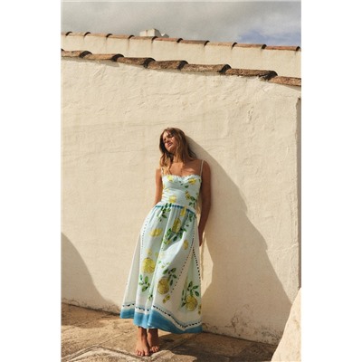 LEMON PRINT POPLIN DRESS
