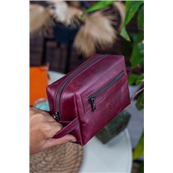 Garbalia, Boston Hakiki Deri El Saplı Fermuarlı Yan Göz Bölmeli Unisex Crazy Bordo Portföy El Çantası