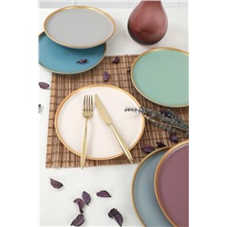 Keramika Mat Rainbow Gold File Nordic Pasta Tabağı 22 cm 6 Adet ST039206FX92A841700MAEF400