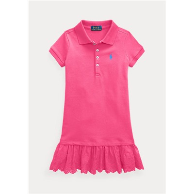 Girls 2-6x Eyelet Stretch Mesh Polo Dress