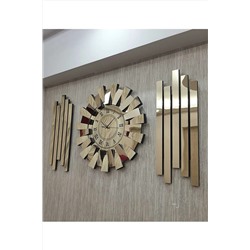 TUĞBArt 3 boyutlu Aynalı piyano model Lambiri yan dekor Gold Roma Rakam 3lü duvar Saati 38000038052