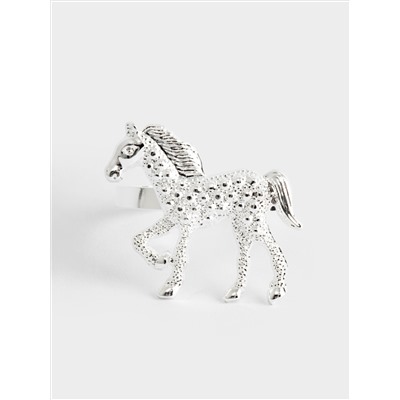 Кольцо для салфеток, 4 см, металл, серебристое, Лошадь, Horse