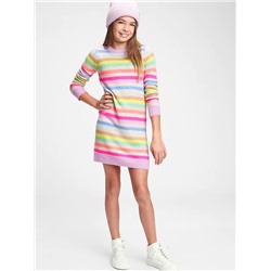 Kids Happy Stripe Sweater Dress